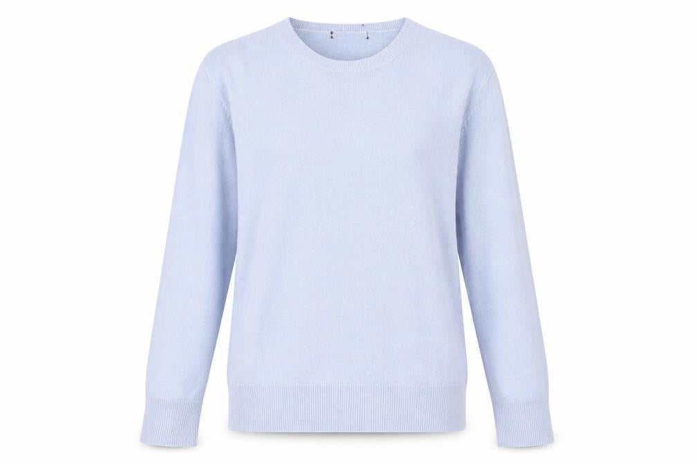 Front view of Marks & Spencer women’s blue jumper, size UK 12