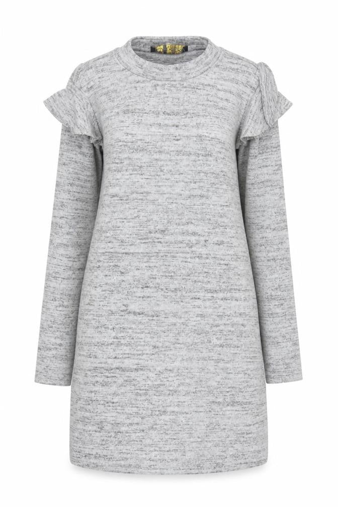 Front view of QED London women’s grey tunic jumper, size M