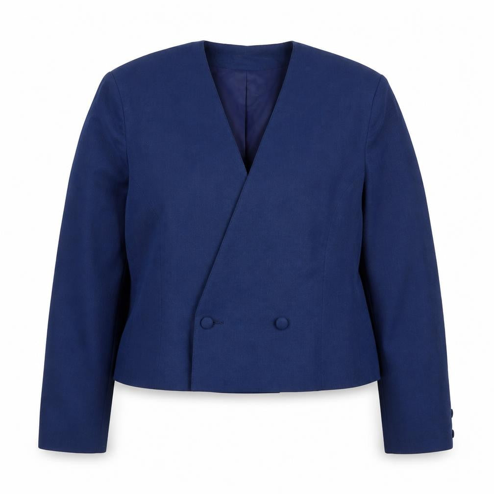 Front view of Features women’s blue jacket blazer, size UK 16