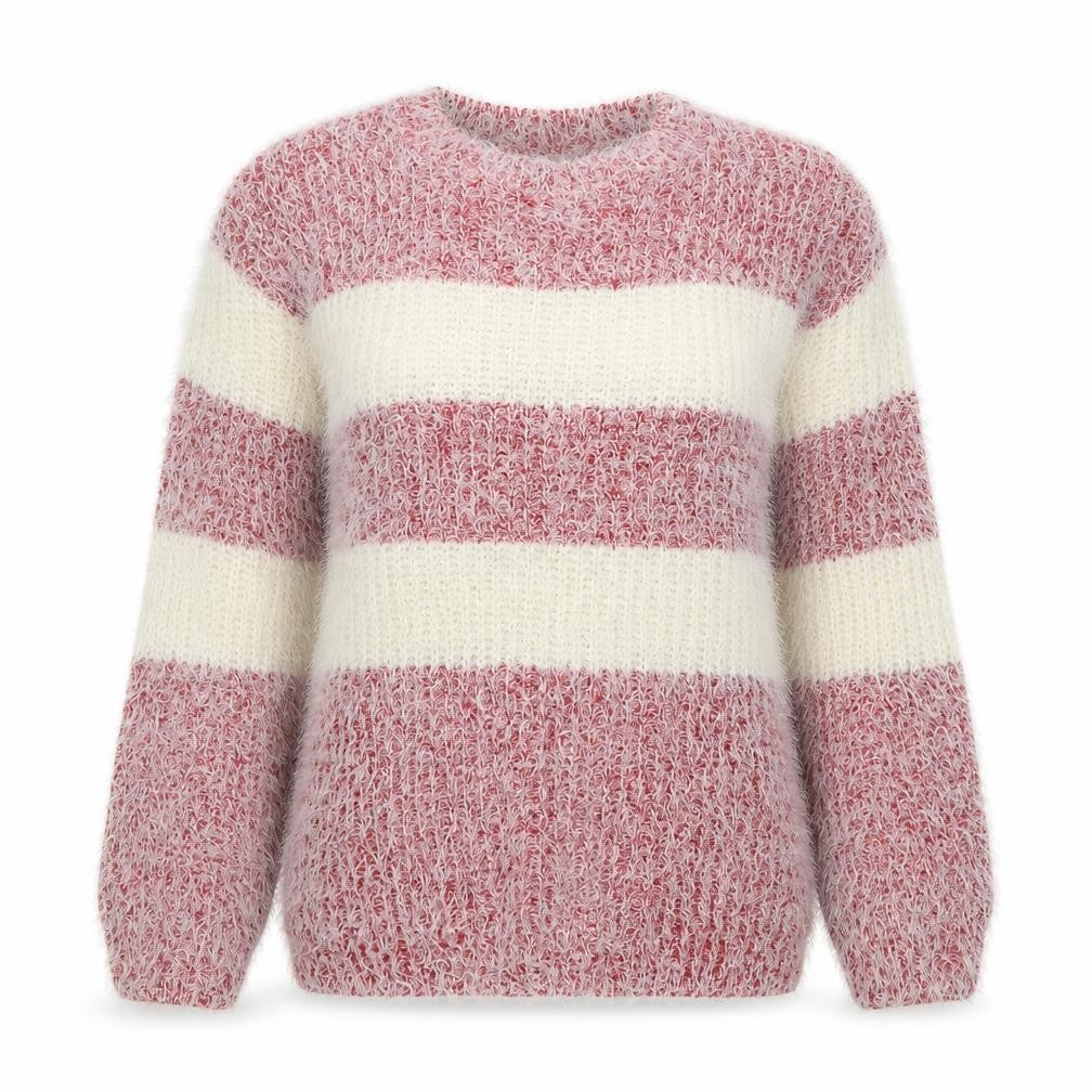 Front view of Hua & Huo women’s red striped jumper, size M