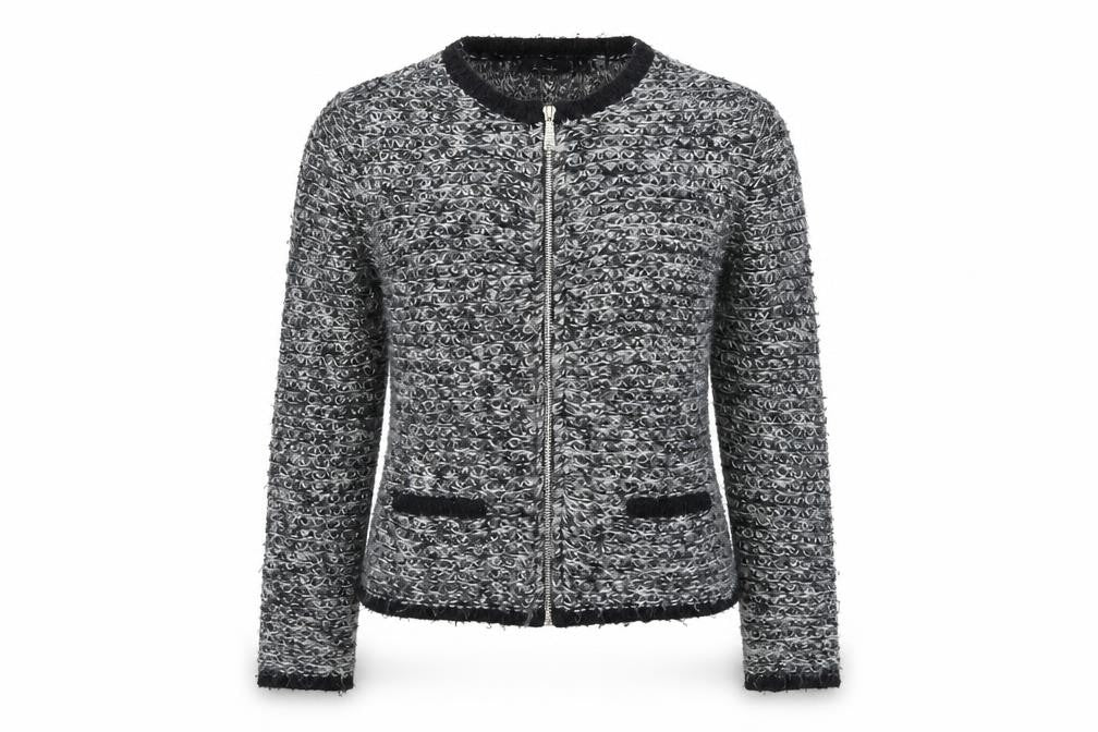 Front view of arista women’s black cardigan jumper, size S