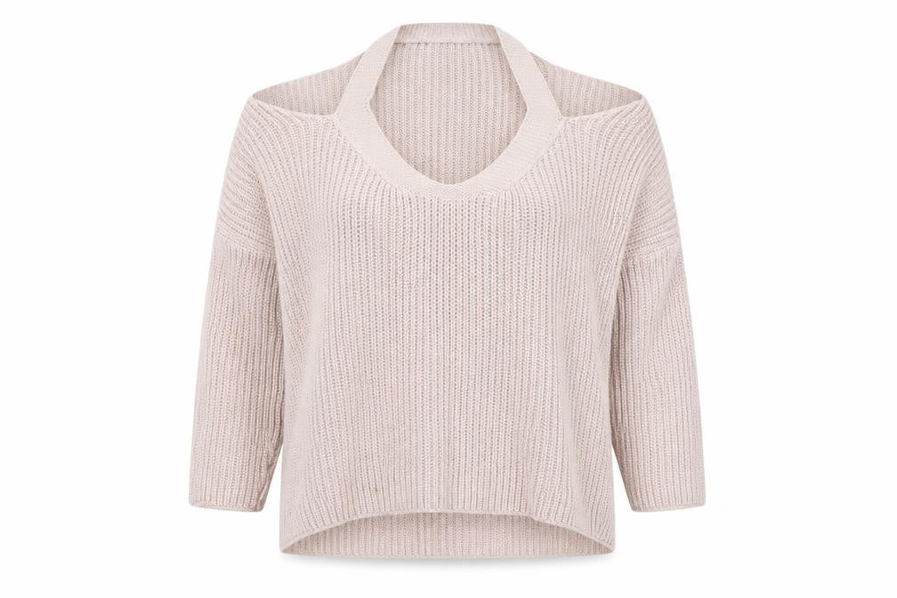 Front view of New Look women’s pink henley jumper, size M