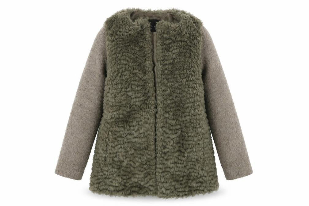 Front view of New Look women’s beige jacket coat, size UK 10