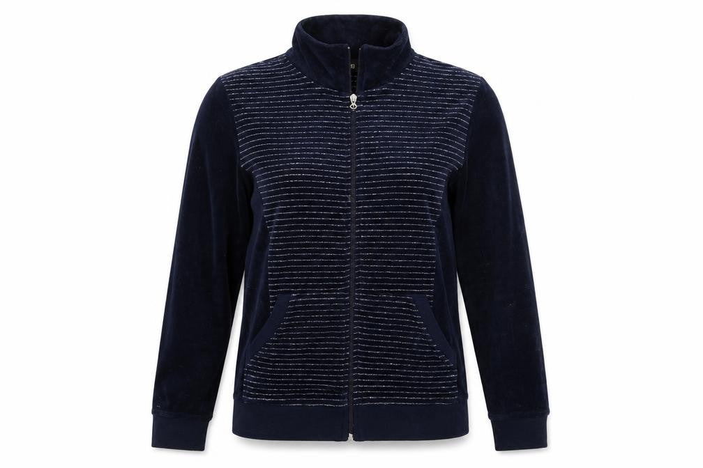 Front view of easmara women’s blue jacket coat, size M