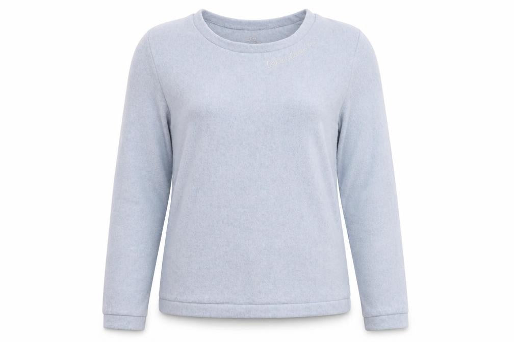 Front view of Love To Lounge women’s blue jumper, size M