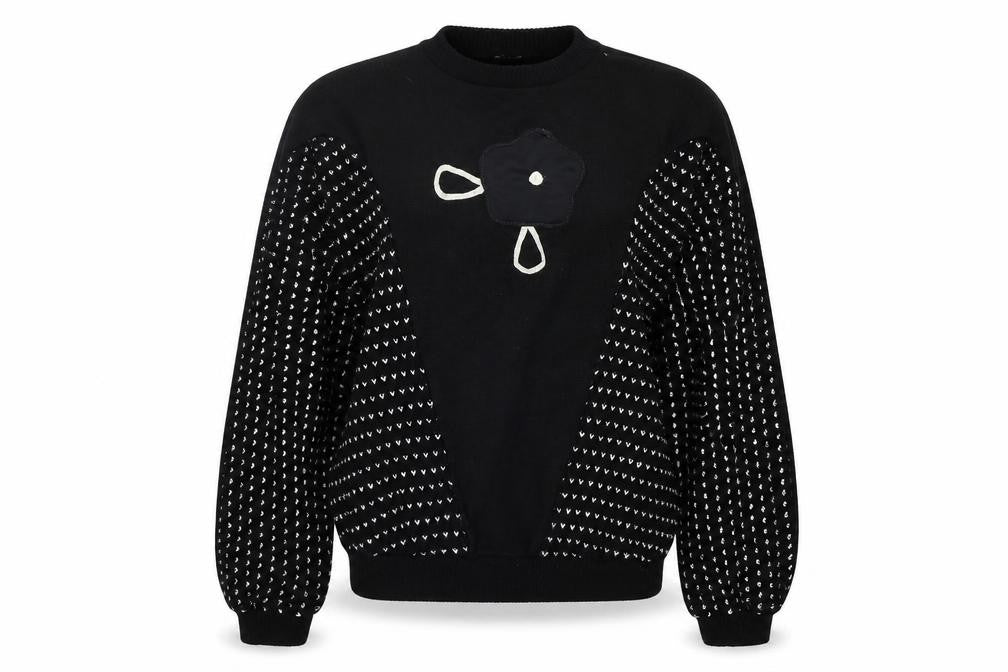 Front view of Preworn women’s black geometric jumper, size L