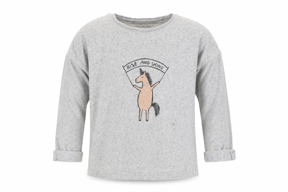 Front view of Next boys’ grey basic t-shirt, size 7, years - horse