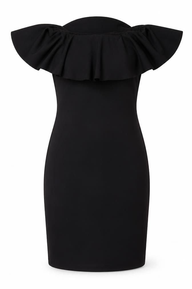 Front view of Ayanapa women’s black a-line, size UK 8
