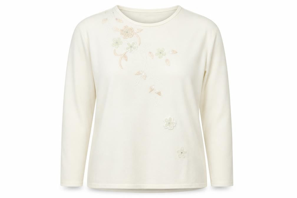 Front view of Chickadee women’s white jumper, size XL