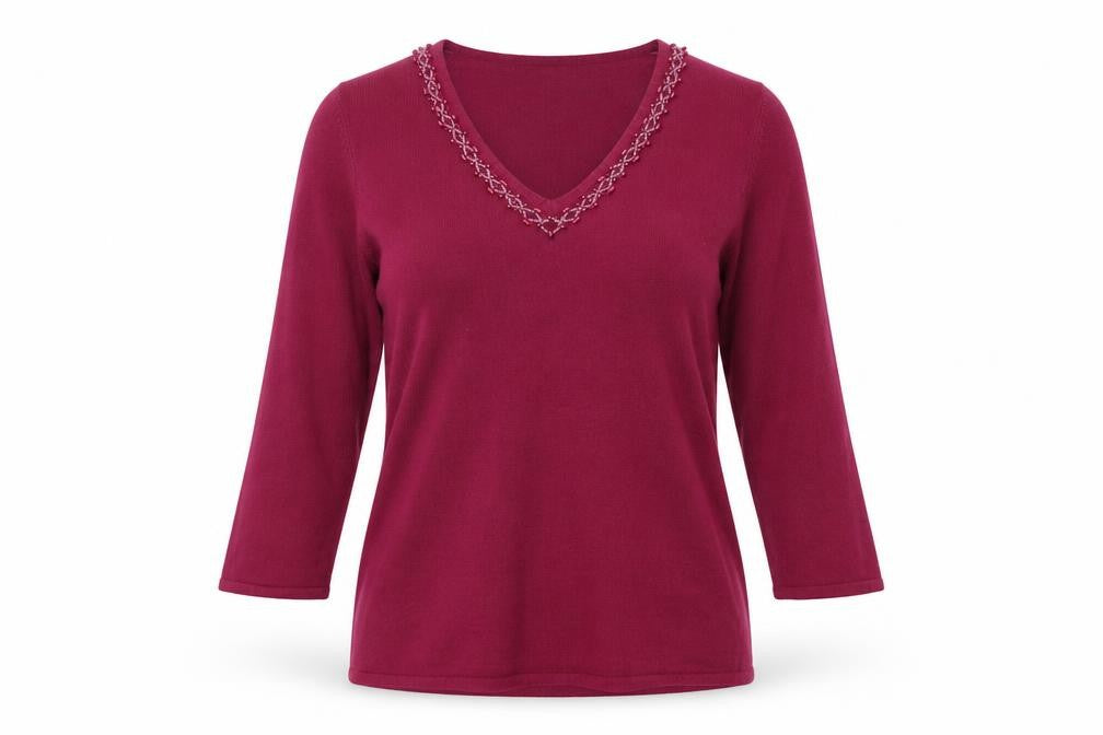 Front view of BHS women’s purple jumper, size UK 10