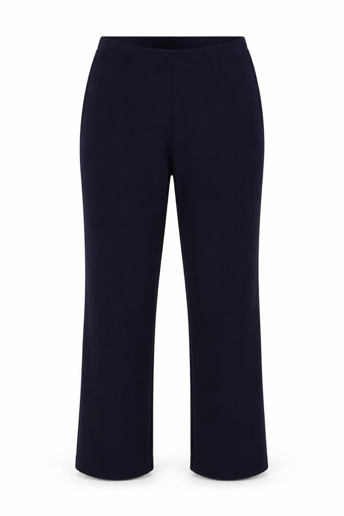 Front view of tru collection women’s blue trousers, size UK 12, 26-inch leg
