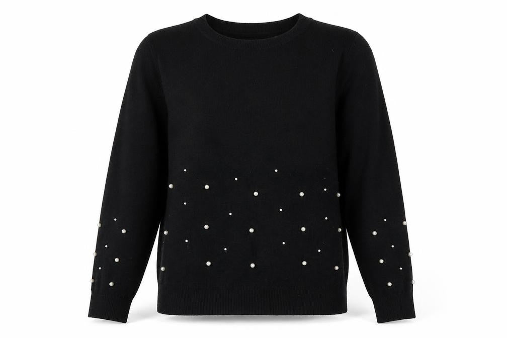 Front view of Very women’s black pullover sweatshirt, size UK 14