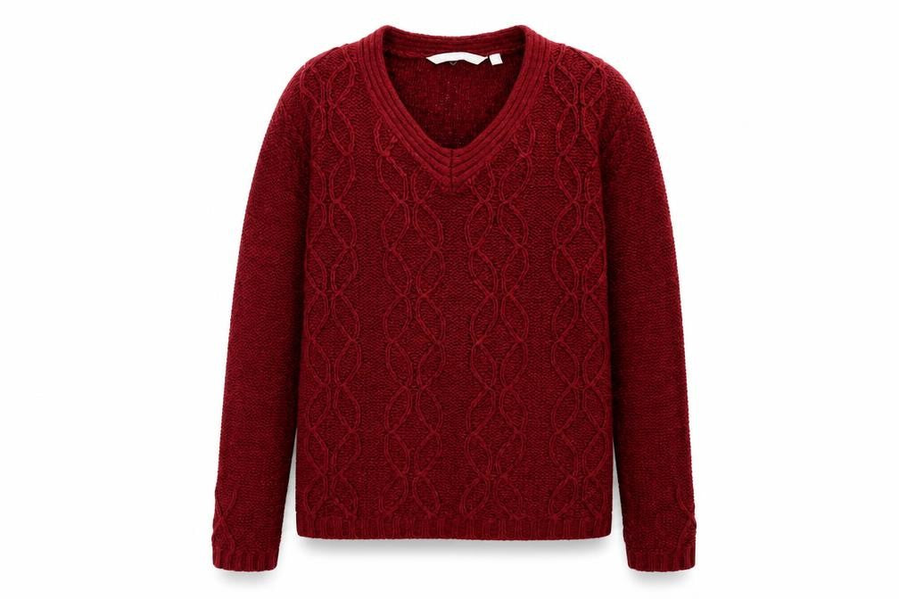 Front view of elizabeth scott women’s red pullover sweatshirt, size XL
