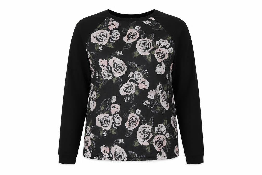 Front view of Matalan women’s black pullover sweatshirt, size UK 8