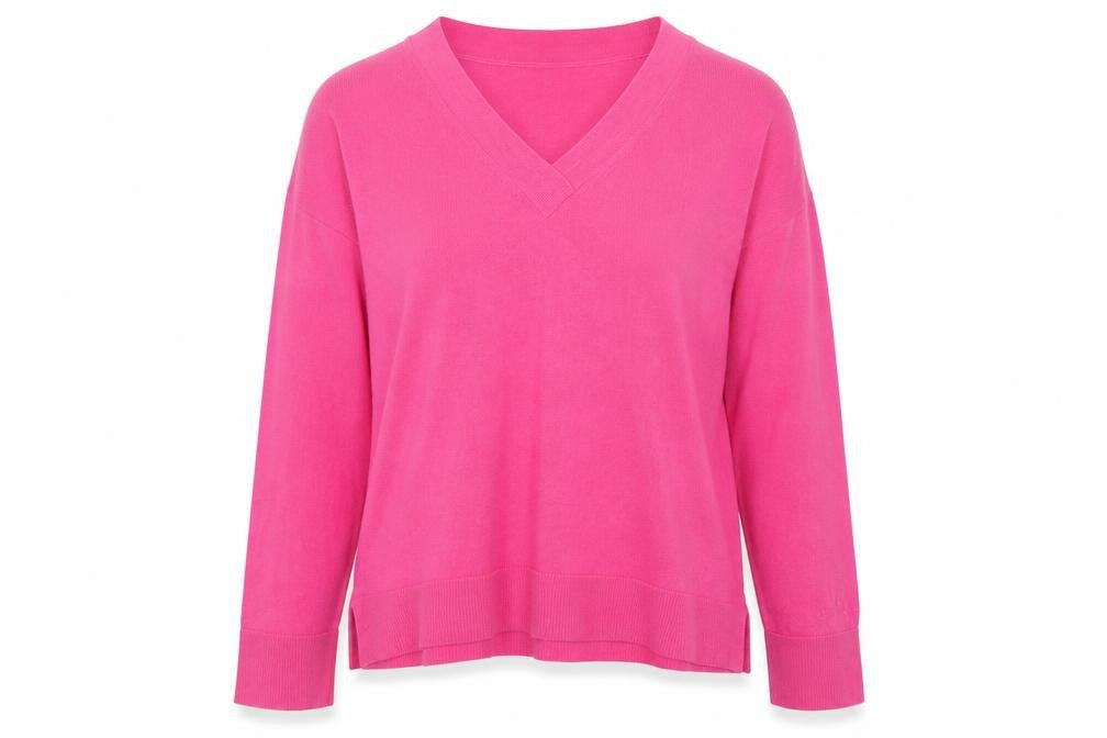 Front view of Next women’s pink knit pullover sweatshirt, size UK 10