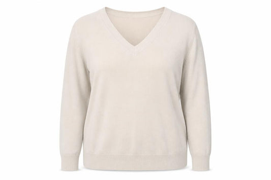 Front view of TU women’s beige pullover sweatshirt, size UK 18