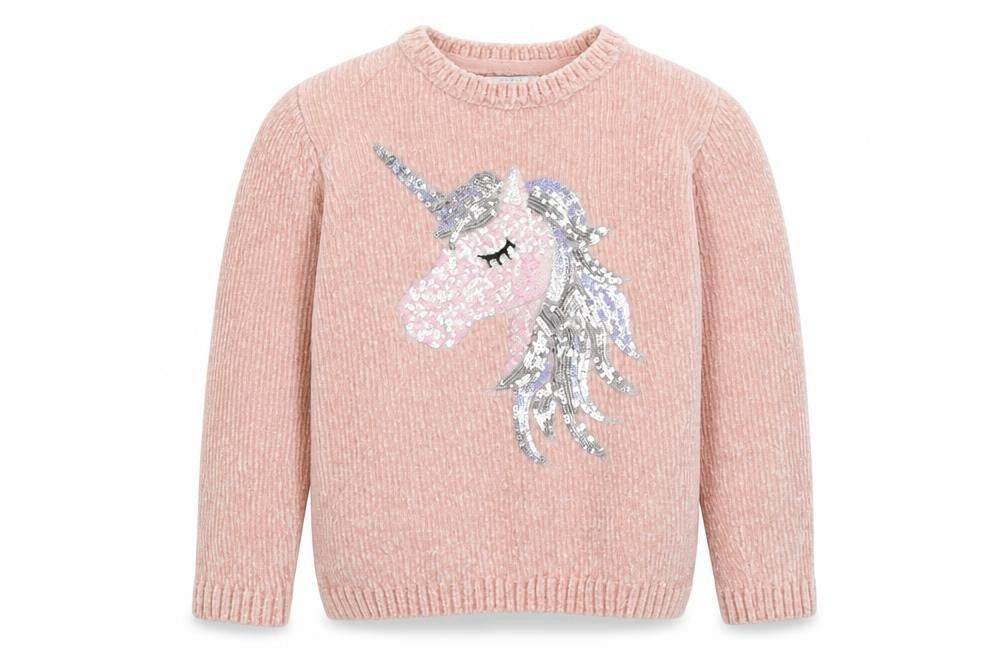 Front view of Primark girls’ pink pullover sweatshirt, size 12, years - unicorn