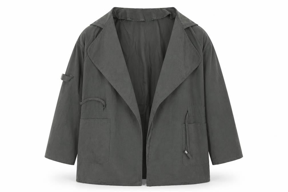 Front view of HLKODO women’s grey jacket, size XL