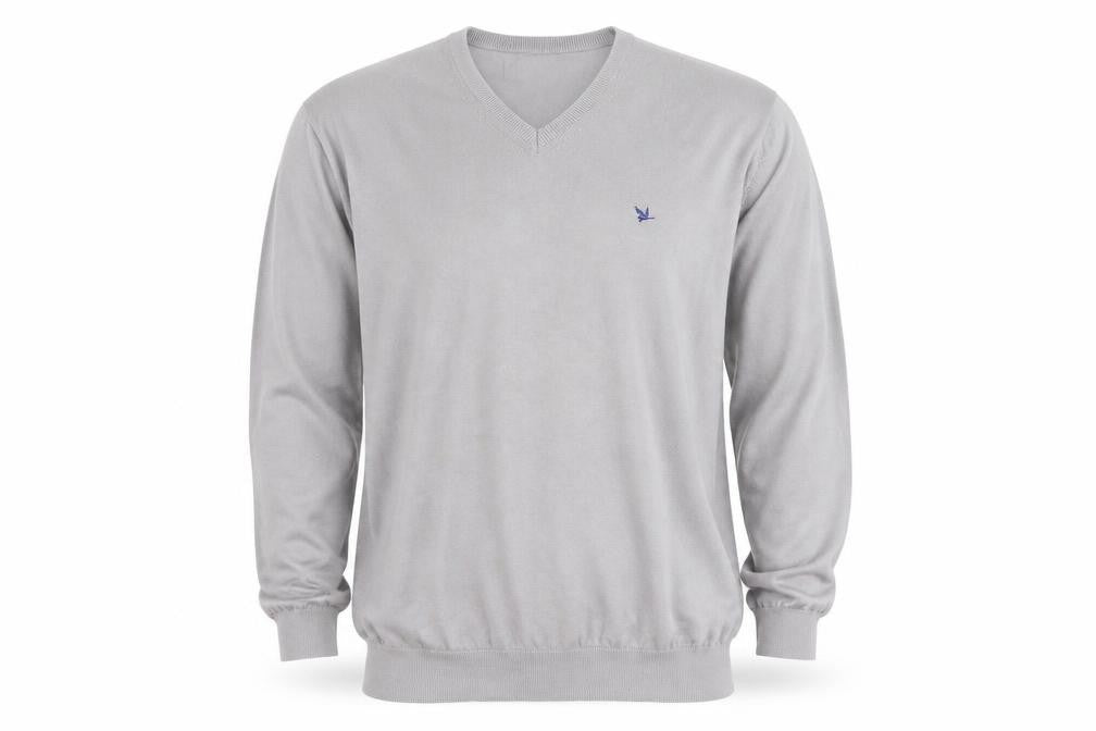 Front view of Mirabbo men’s grey jumper, size XL