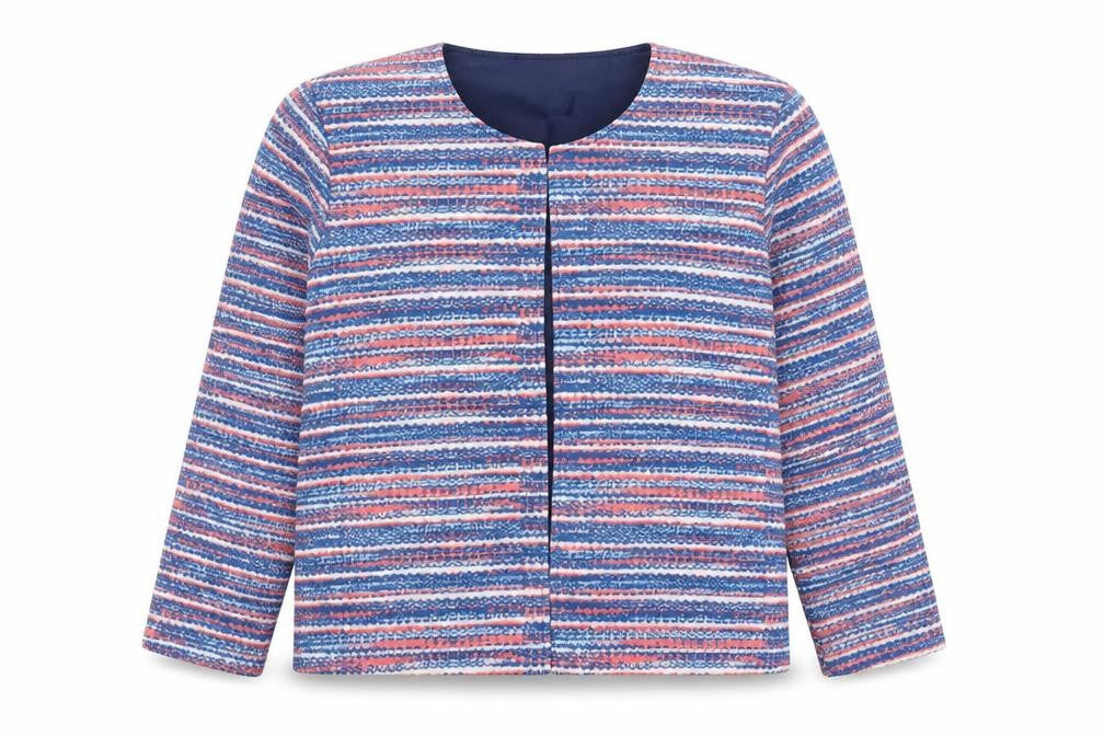 Front view of Anne De Lancay women’s blue jacket, size L