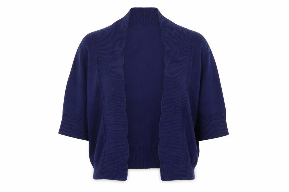 Front view of 88th madison women’s blue cardigan jumper, size L