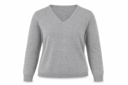 Front view of Primark women’s grey jumper, size UK 12
