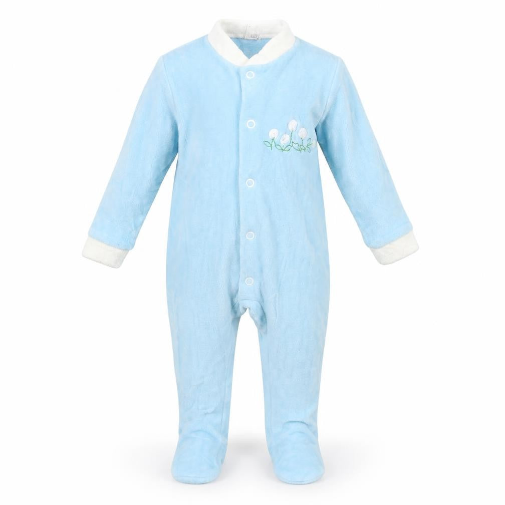frottee stretch Baby Blue Geometric  Babygrow One-Piece Size 0-3 Months
