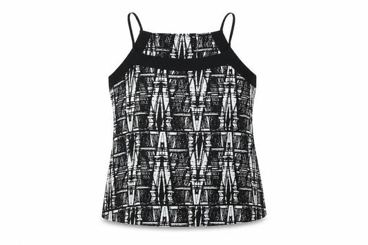 Front view of Peacocks women’s multicoloured geometric basic blouse, size UK 12