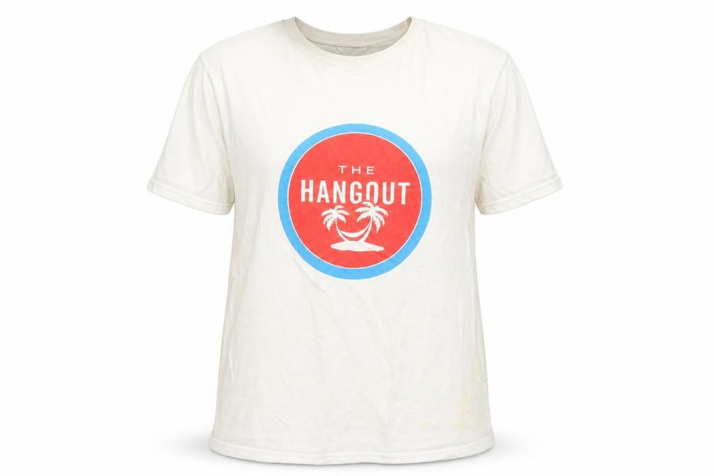 Front view of Thompson women’s white geometric basic t-shirt, size UK 16