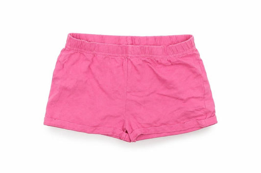 Front view of F&F girls’ pink cut-off shorts, size 6-7, years
