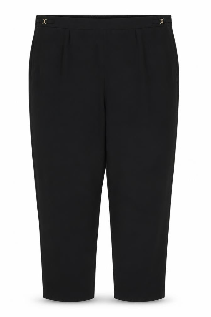Front view of Bonmarché women’s black trousers, size UK 22, 28-inch leg