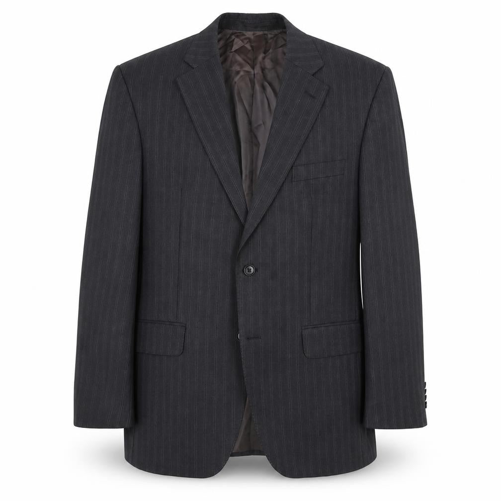 Front view of Austin Reed men’s grey striped jacket suit jacket, size 40