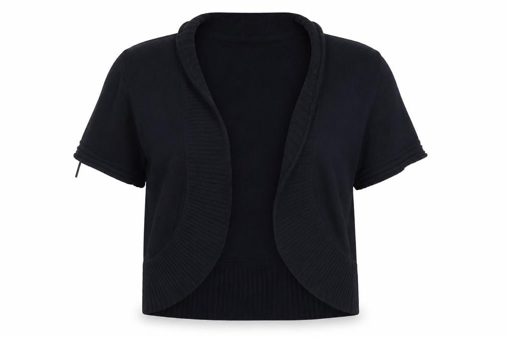Front view of Per Una women’s blue cardigan jumper, size UK 16