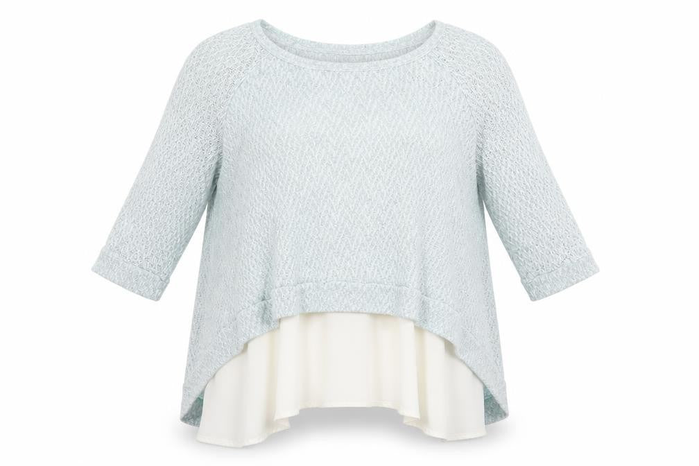 Front view of Casual Couture by Green Envelope women’s blue jumper, size S