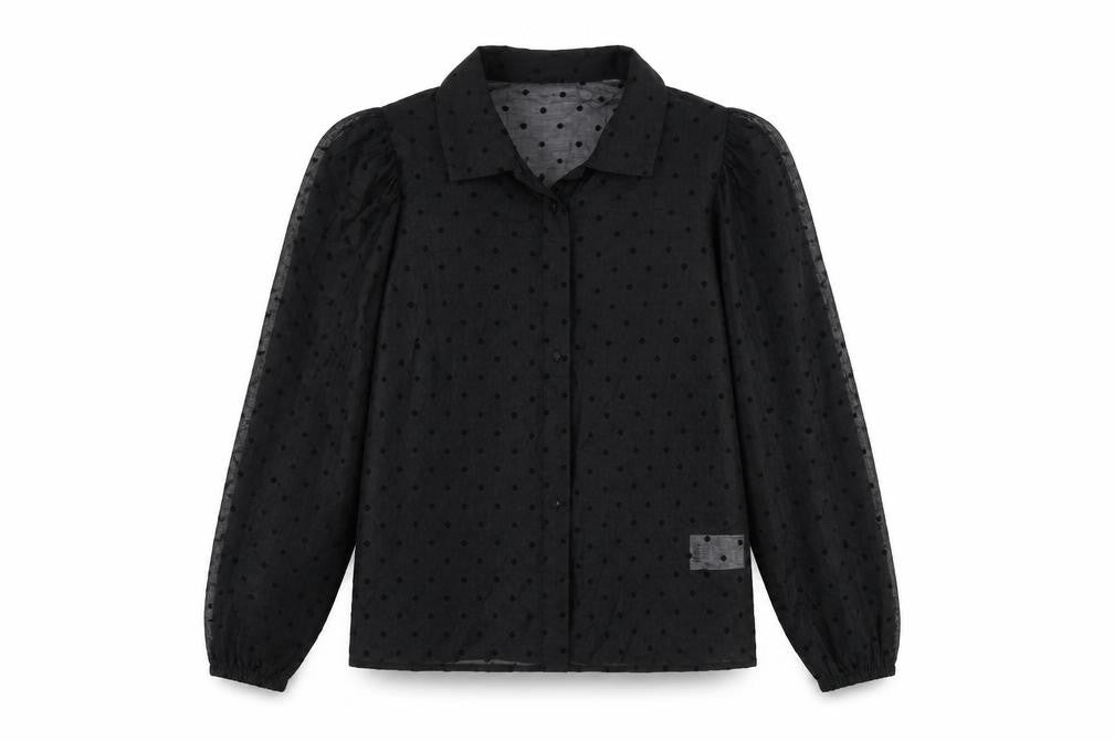 Front view of Pimkie women’s black basic button-up, size UK 12