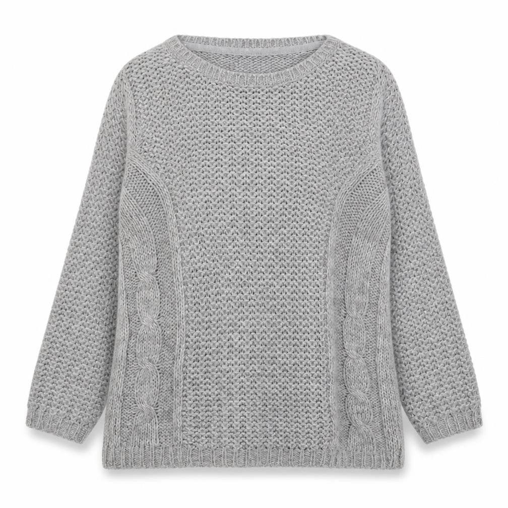 Front view of BHS women’s grey jumper, size UK 8