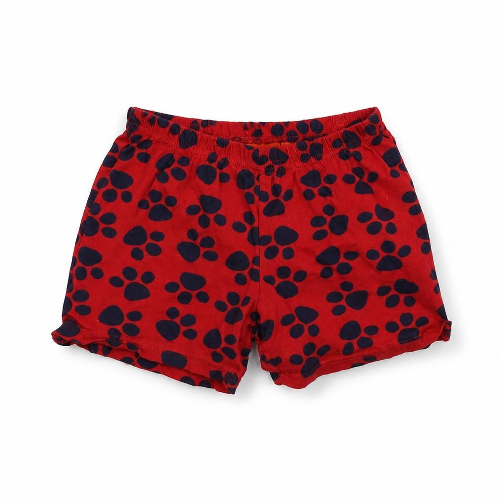 Front view of Nickelodeon girls’ red sweat shorts, size 5-6, years