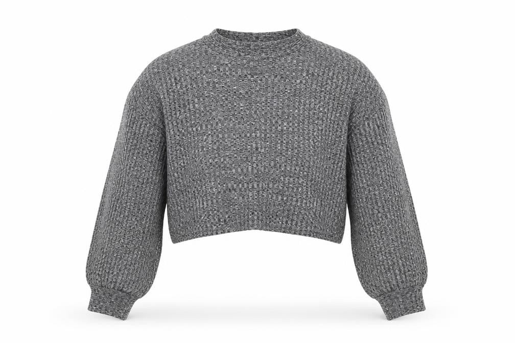 Front view of PRETTYLITTLETHING women’s grey jumper, size M