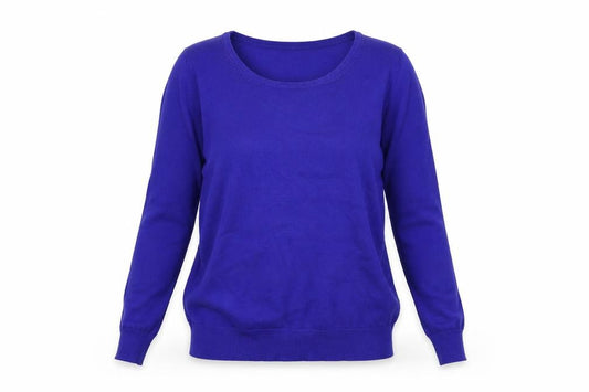 Front view of Autonomy women’s blue basic t-shirt, size UK 10