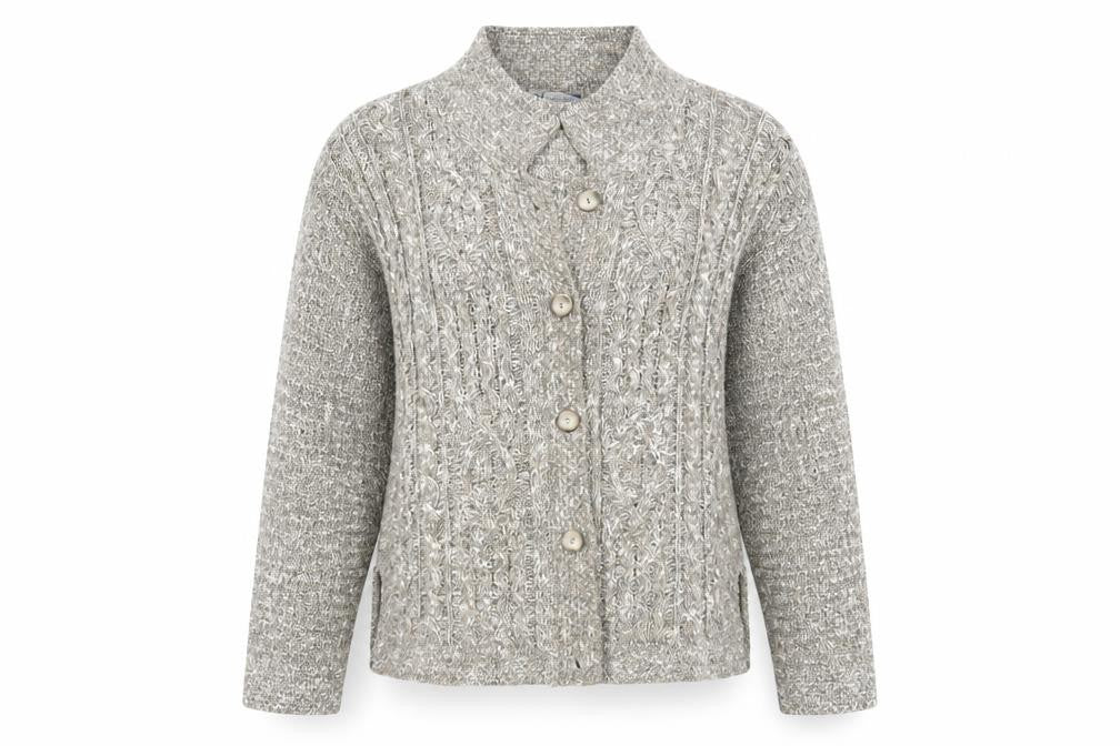 Front view of Express women’s grey cardigan jumper, size M