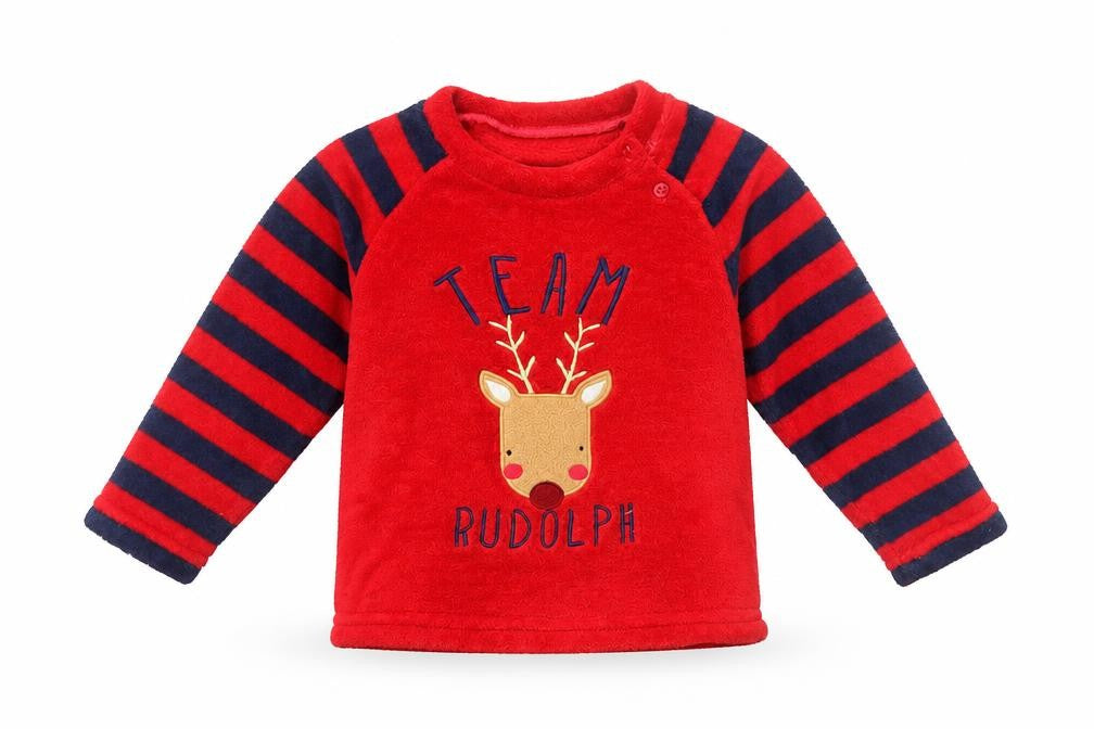 Primark Baby Red Striped   Pyjama Top Size 18-24 Months  - Rudolph