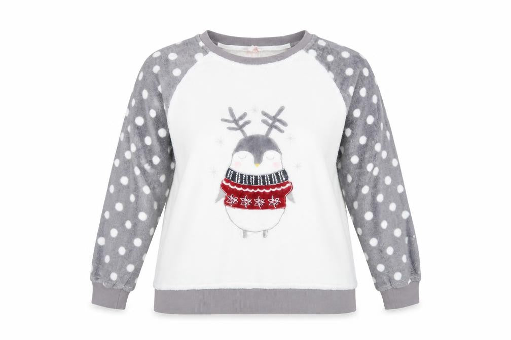 Pretty Secrets Womens White Polka Dot  Kimono Pyjama Top Size 16  - Christmas Novelty