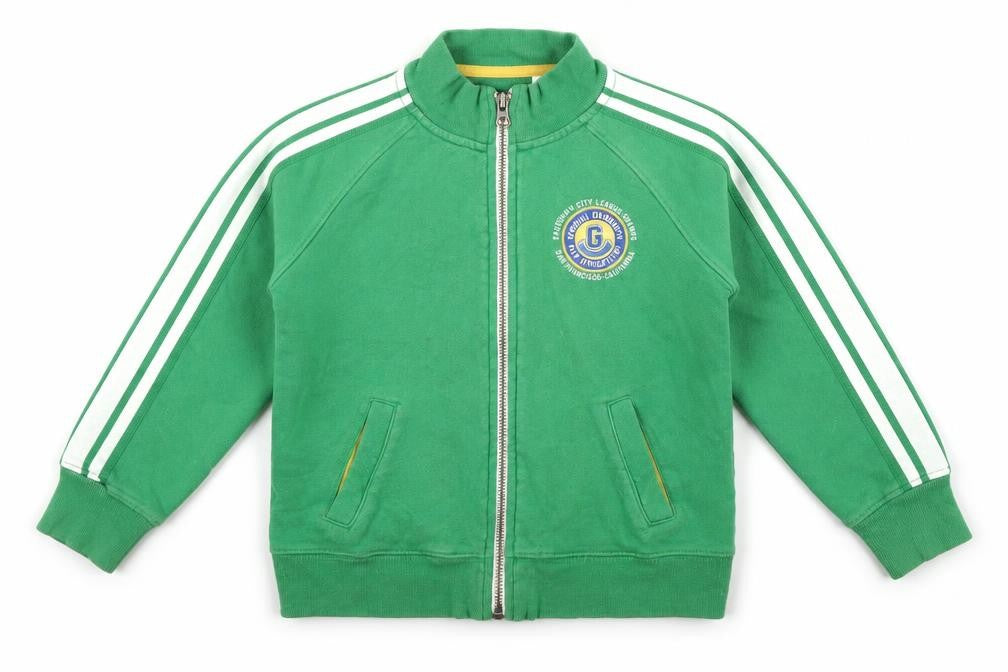 Front view of Gap boys’ green full zip jumper, size 5, years