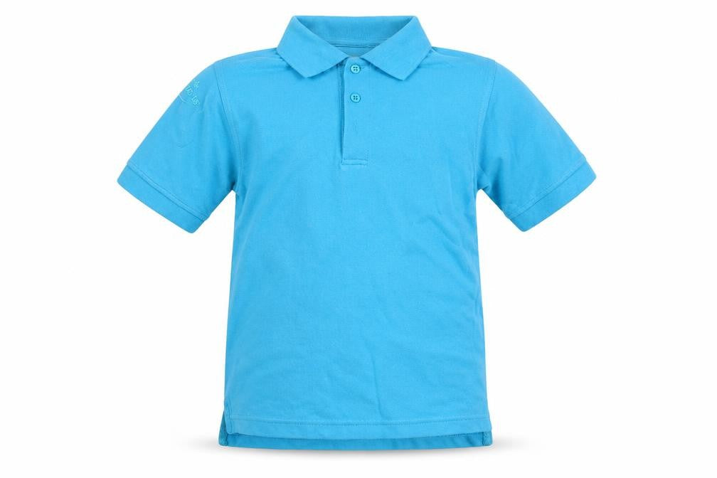 Front view of Preworn boys’ blue basic polo, size 5, years