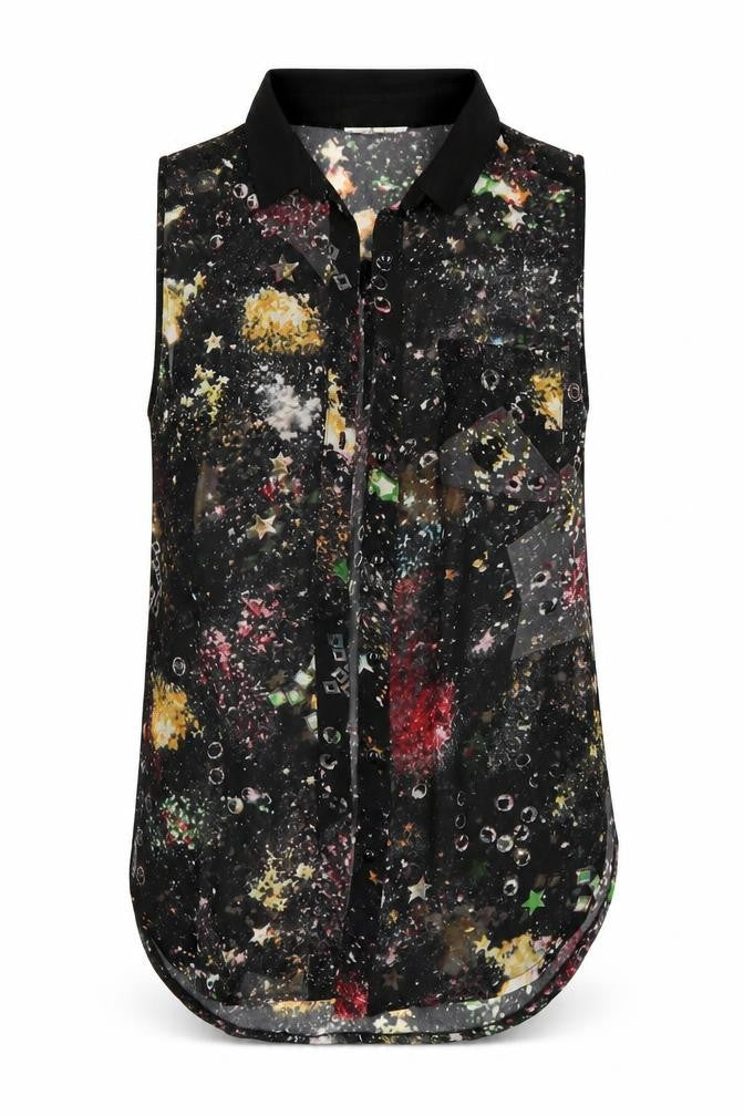Front view of Glamorous women’s black geometric wrap jumper, size UK 12