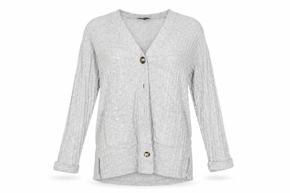 Dorothy Perkins Womens Grey Striped  Cardigan Jumper Size L