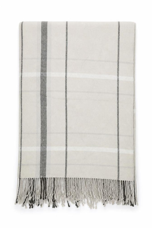 Front view of Preworn unisex grey check shawl/wrap