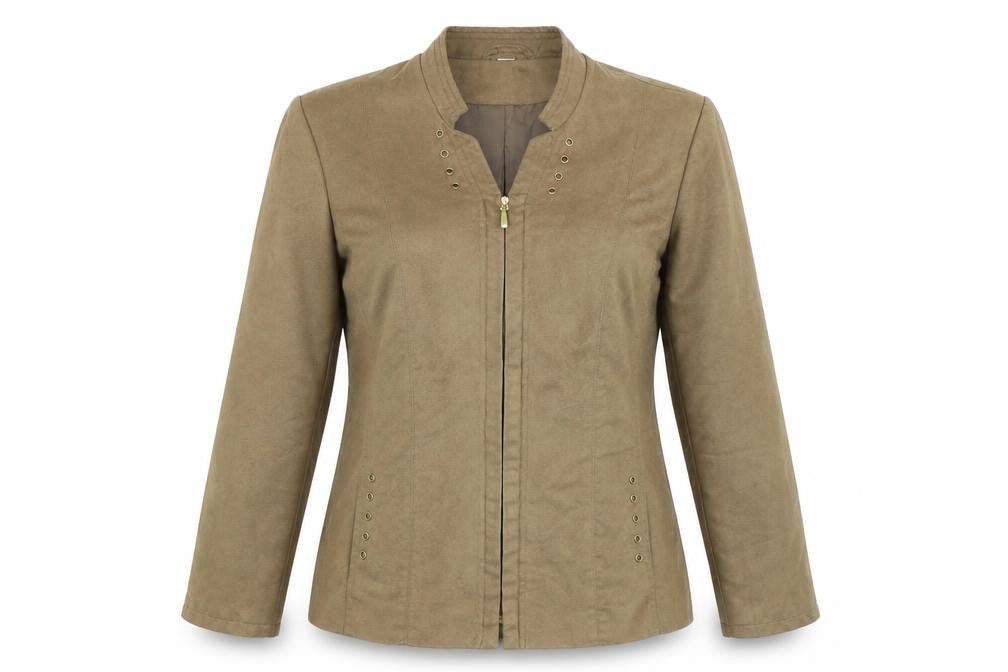 Front view of Preworn women’s brown jacket, size UK 14