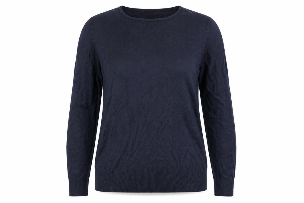 Front view of Marks & Spencer women’s blue jumper, size UK 12