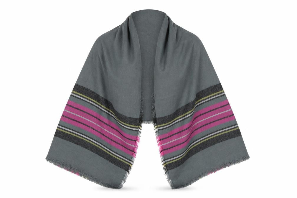 Front view of Preworn women’s multicoloured striped shawl/wrap